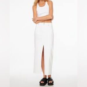 Dynamite White Denim Maxi Skirt High Waisted Front Slit Jean Long Skirt Size XS
